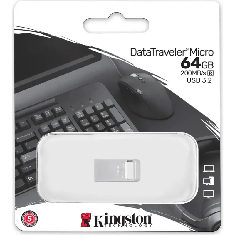 Флеш память USB Kingston 64 GB DataTraveler Micro USB 3.2 Metal (DTMC3G2/64GB)