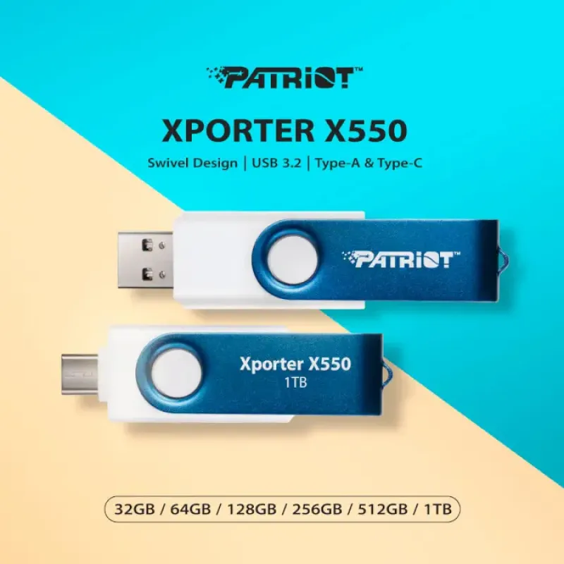 Флеш пам'ять USB PATRIOT 256 GB Xporter X550 USB 3.2 Gen 1 Type-A+C (PS256GX550AAD)