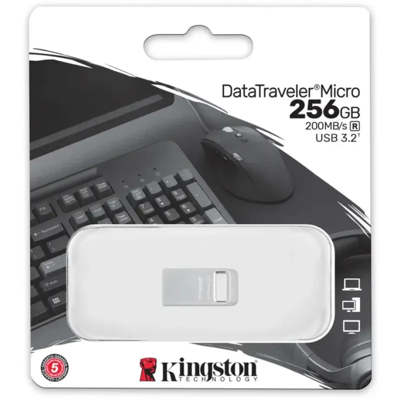 Флеш пам'ять USB Kingston 256 GB DataTraveler Micro USB 3.2 Metal (DTMC3G2/256GB)