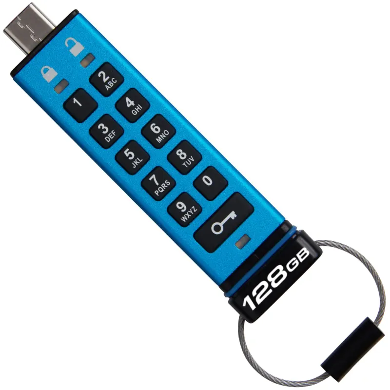 Флеш память USB Kingston 128 GB USB3.2 IronKey Keypad Blue (IKKP200C/128GB)