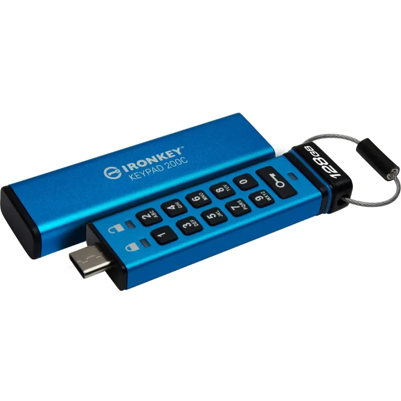Флеш память USB Kingston 128 GB USB3.2 IronKey Keypad Blue (IKKP200C/128GB)