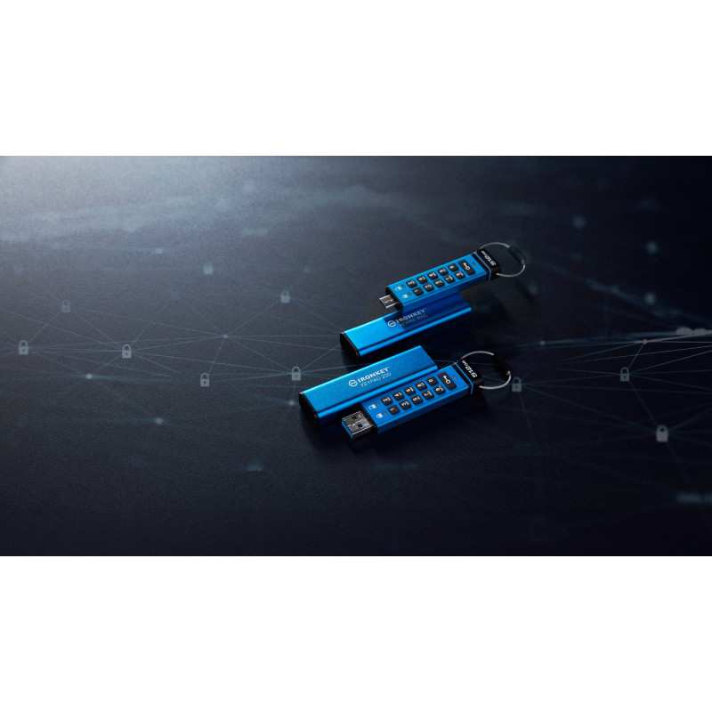 Флеш пам'ять USB Kingston 128 GB USB3.2 IronKey Keypad Blue (IKKP200C/128GB)