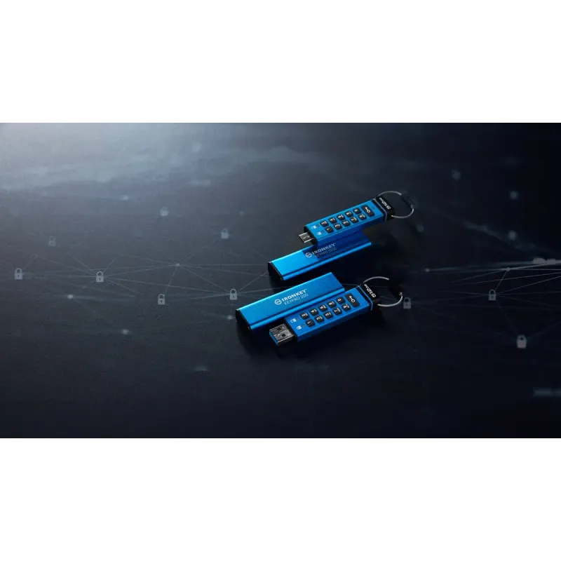 Флеш память USB Kingston 128 GB USB3.2 IronKey Keypad Blue (IKKP200C/128GB)