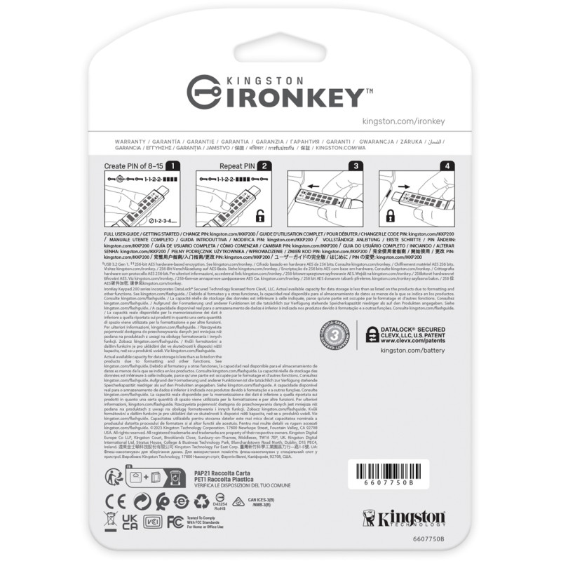 Флеш пам'ять USB Kingston 128 GB USB3.2 IronKey Keypad Blue (IKKP200C/128GB)