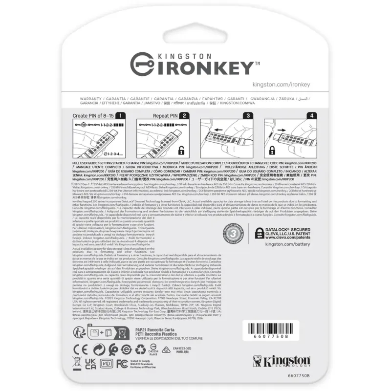 Флеш память USB Kingston 128 GB USB3.2 IronKey Keypad Blue (IKKP200C/128GB)