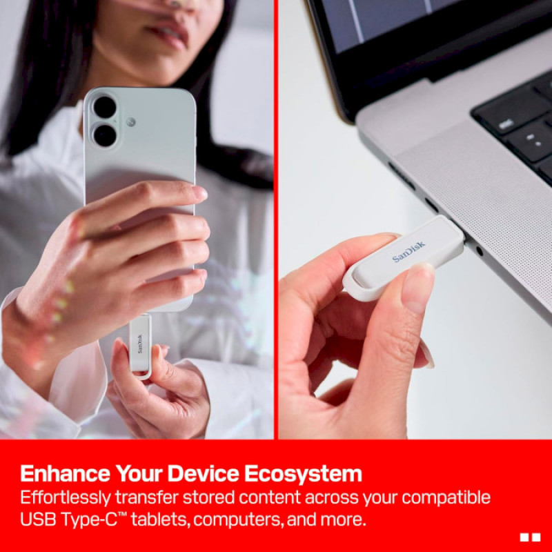 Флеш память USB SanDisk 128 GB Phone Drive USB-C Arctic White (SDIXS0N-128G-GN6NE)