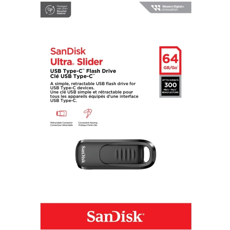 Флеш пам'ять USB SanDisk 64 GB Ultra Slider USB-C3.2 (SDCZ480-064G-G46)