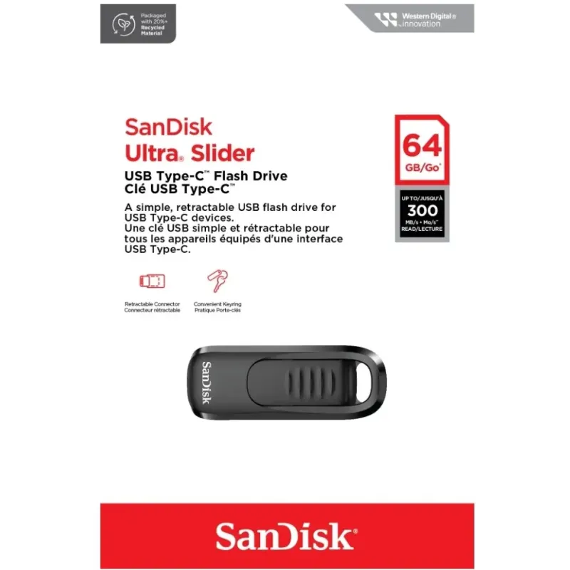 Флеш пам'ять USB SanDisk 64 GB Ultra Slider USB-C3.2 (SDCZ480-064G-G46)
