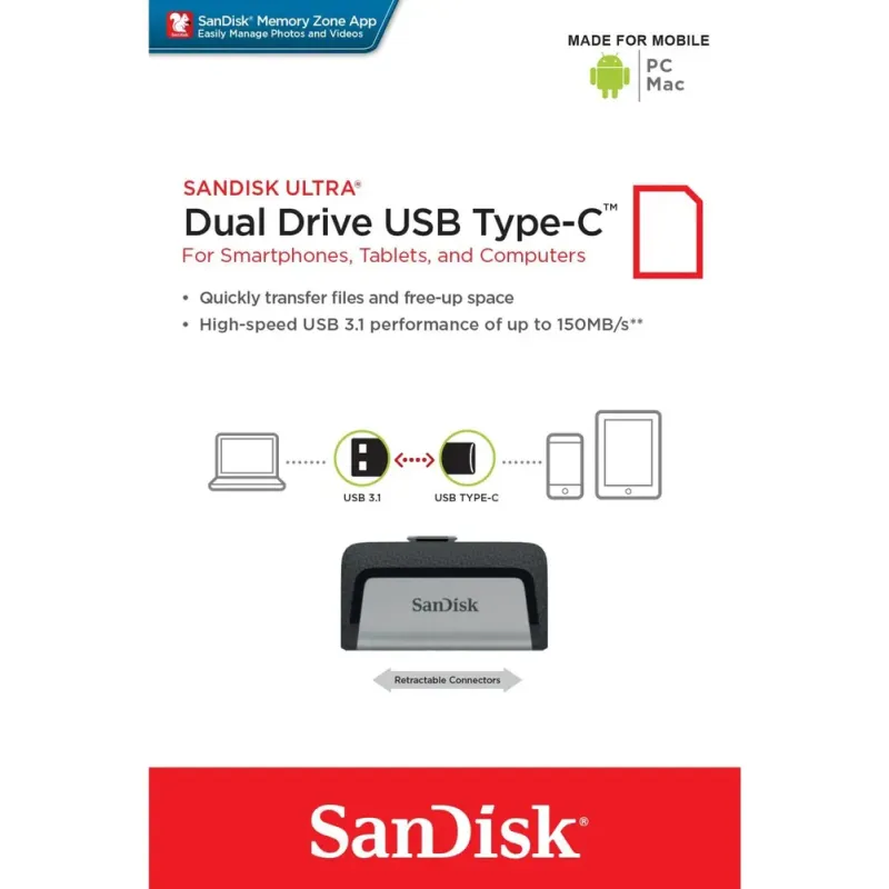 Флеш пам'ять USB SanDisk 64 GB Ultra Dual Type-C (SDDDC2-064G-G46)