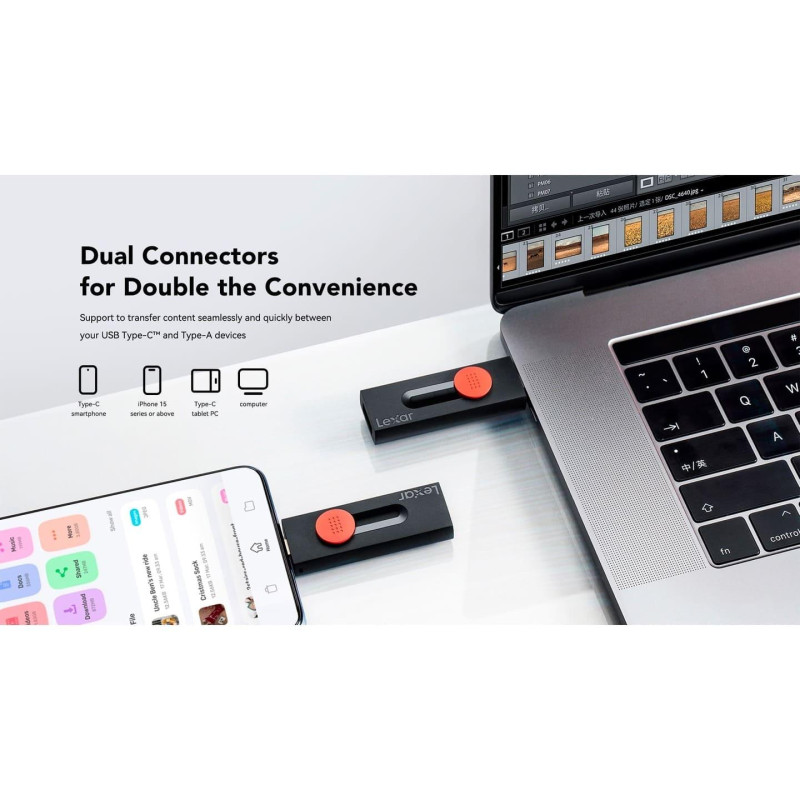 Lexar 256 GB JumpDrive Dual Drive D300 (LJDD300256G-BNBNG)