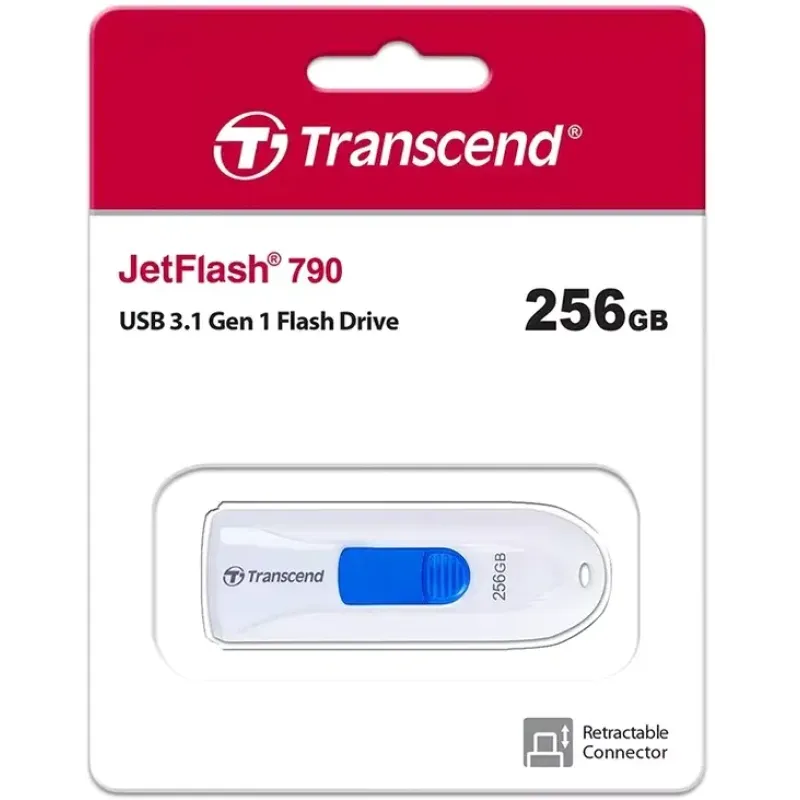 Флеш память USB Transcend 256 GB JetFlash 790 USB 3.1 White (TS256GJF790W)