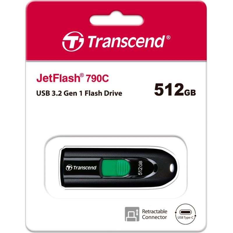 Флеш пам'ять USB Transcend 512GB JetFlash 790C USB 3.1 Type-C (TS512GJF790C)