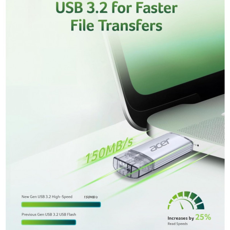 Флеш пам'ять USB Acer 128 GB UT300 Dual Drive USB-C & USB-A (UT300-128GB)