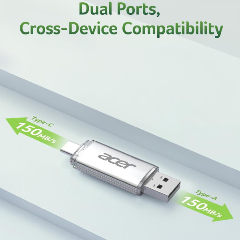 Флеш пам'ять USB Acer 128 GB UT300 Dual Drive USB-C & USB-A (UT300-128GB)