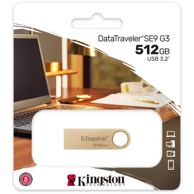 Флеш пам'ять USB Kingston 512 GB DataTraveler SE9 Gen 3 Gold (DTSE9G3/512GB)