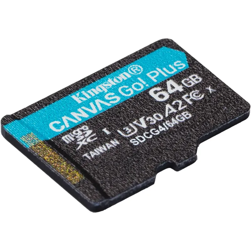 Карта памяти Kingston 64 GB microSDXC Canvas Go! Plus UHS-I U3 V30 A2 Class 10 (SDCG4/64GBSP)
