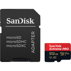 SanDisk 512 GB microSDXC UHS-I U3 Extreme Pro + SD Adapter SDSQXCD-512G-GN6MA
