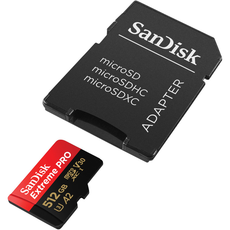 SanDisk 512 GB microSDXC UHS-I U3 Extreme Pro + SD Adapter SDSQXCD-512G-GN6MA