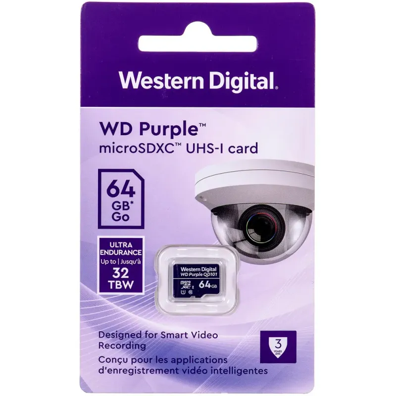Карта пам'яті WD 64 GB microSDXC UHS-I Class 10 Purple QD101 WDD064G1P0C