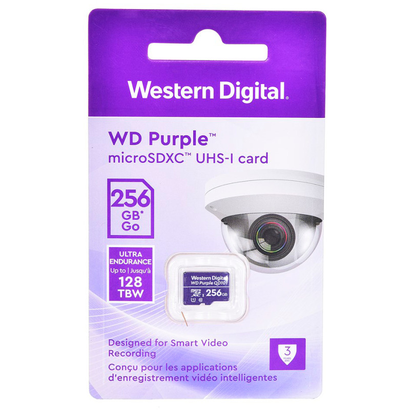 WD 256 GB microSDXC UHS-I Class 10 Purple QD101 WDD256G1P0C