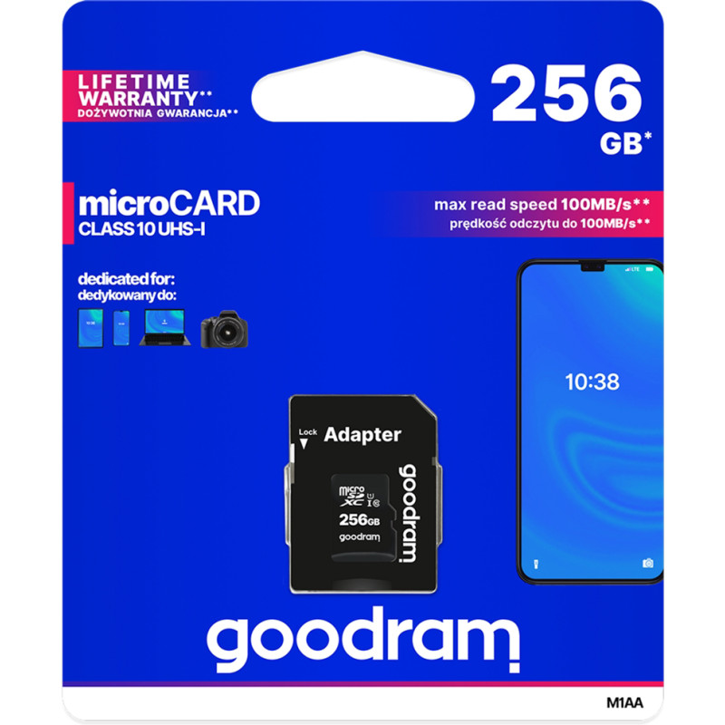 Карта пам'яті GOODRAM 256 GB microSDXC class 10 UHS-I + SD Adapter M1AA-2560R12