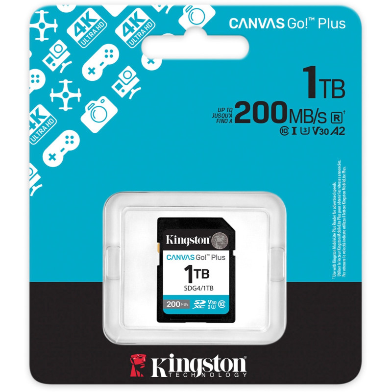 Карта памяти Kingston 1 TB SDXC Canvas Go! Plus C10 UHS-I U3 A2 (SDG4/1TB)