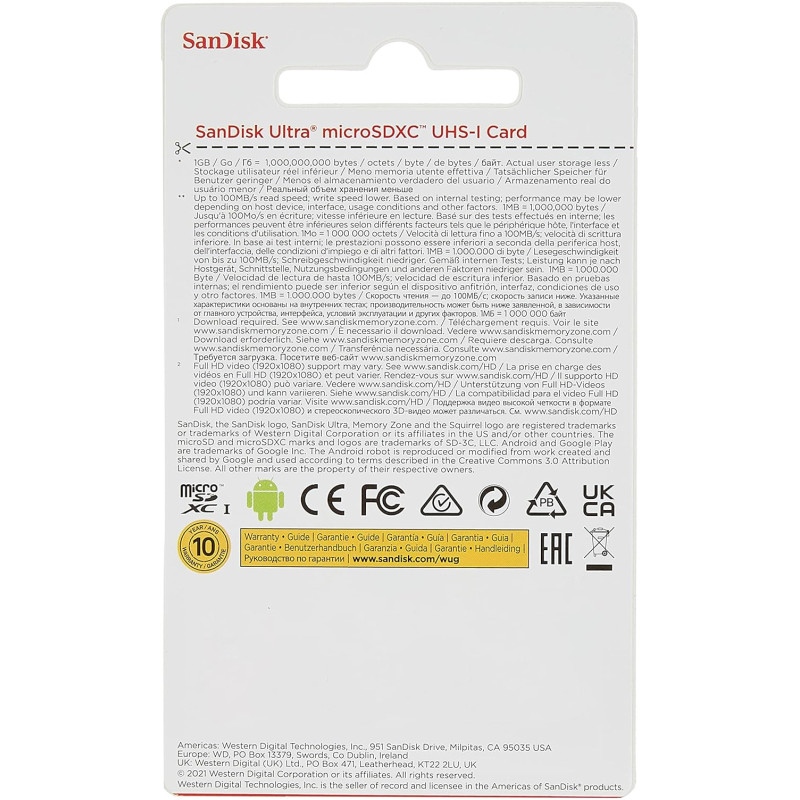 SanDisk 512 GB microSDXC UHS-I U1 V30 A2 Ultra (SDSQUNR-512G-GN3MN)