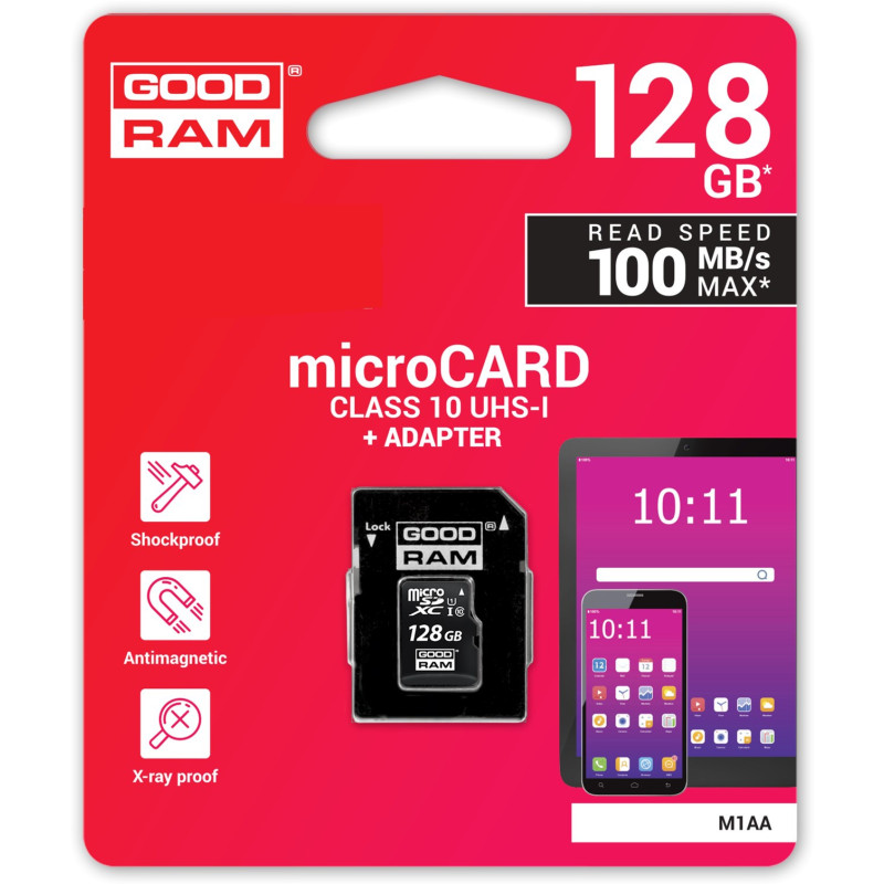 Карта пам'яті GOODRAM 128 GB microSDXC class 10 UHS-I + SD Adapter M1AA-1280R12