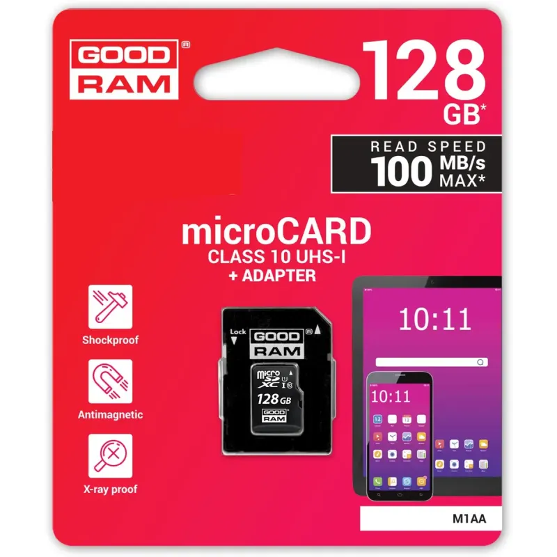 Карта пам'яті GOODRAM 128 GB microSDXC class 10 UHS-I + SD Adapter M1AA-1280R12