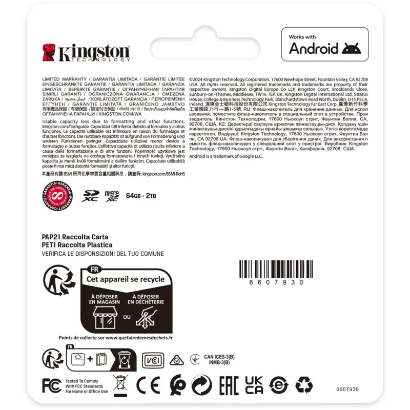 Карта памяти Kingston 128 GB microSDXC Canvas Select Plus Gen3 + SD-Adapter SDCS3/128GB