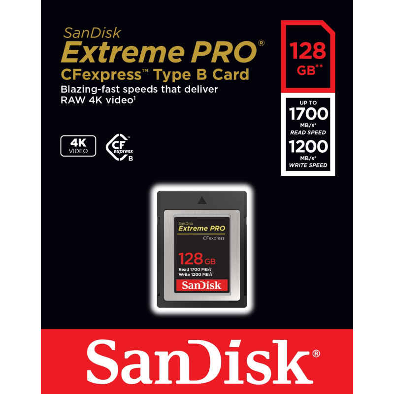 Карта памяти SanDisk 128 GB CFexpress Type B Extreme PRO (SDCFE-128G-GN4NN)