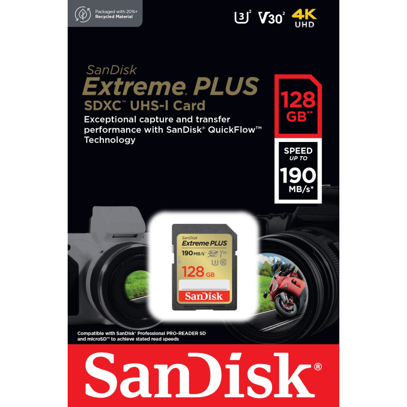 Карта памяти SanDisk 128 GB SDXC UHS-I U3 V30 Class 10 Extreme Plus (SDSDXWA-128G-GNCIN)