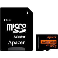 Карта пам'яті Apacer 64GB microSD class 10 UHS-I U3 (AP64GMCSX10U8-R)