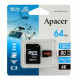 Карта пам'яті Apacer 64GB microSD class 10 UHS-I U3 (AP64GMCSX10U8-R)