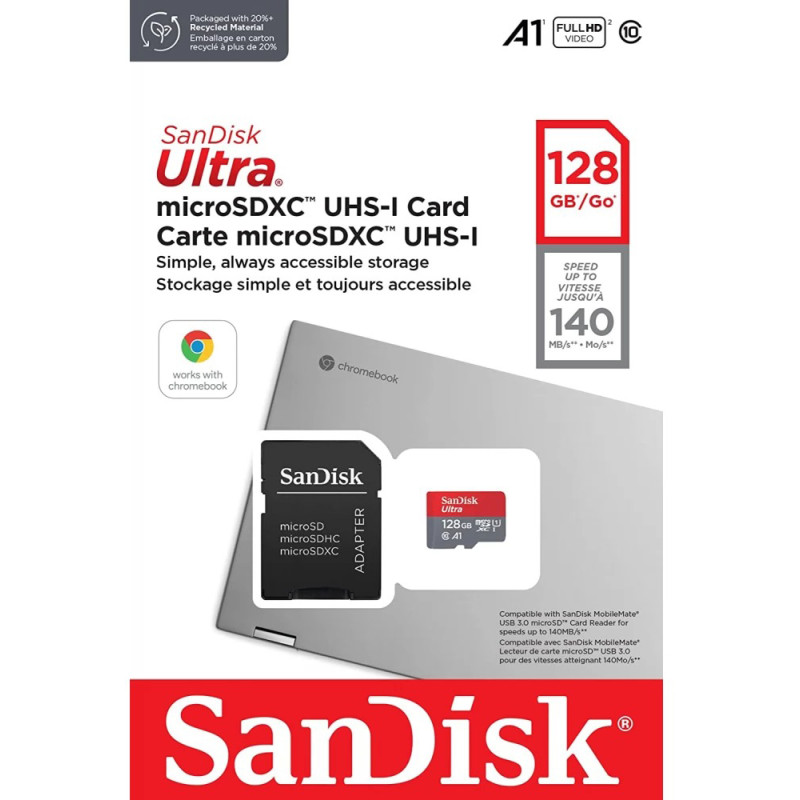 Карта пам'яті SanDisk 128 GB microSDXC UHS-I U1 A1 Class 10 Ultra (SDSQUAB-128G-GN6IA)