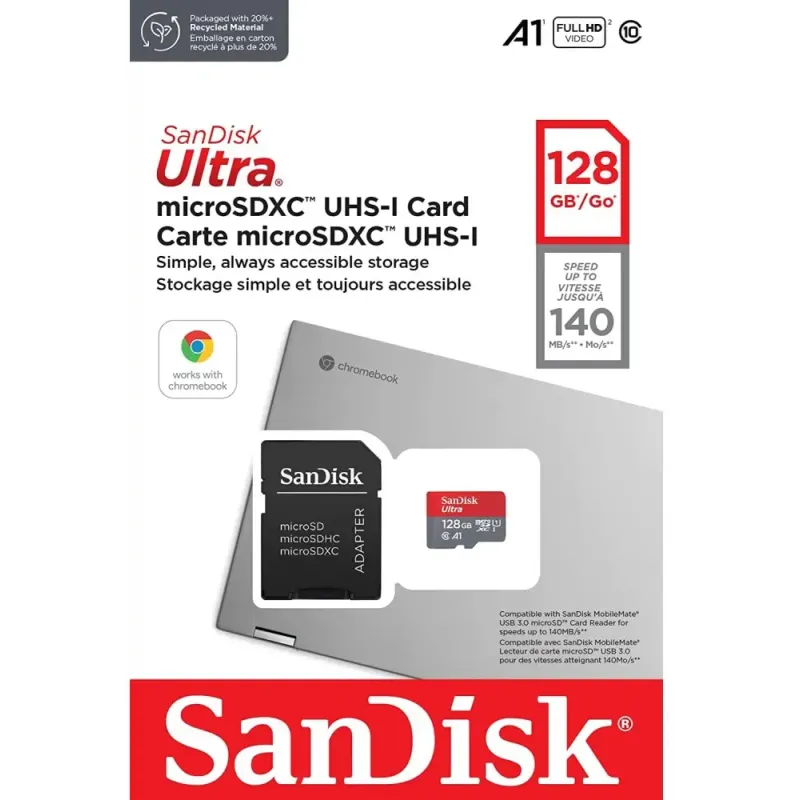 Карта пам'яті SanDisk 128 GB microSDXC UHS-I U1 A1 Class 10 Ultra (SDSQUAB-128G-GN6IA)