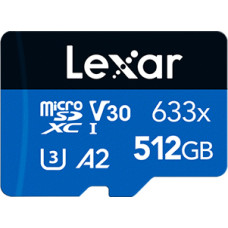 Lexar 512 GB microSDXC High Performance 633x UHS-I U3 V30 A2 Class 10 + SD-adapter (LSDMI512BB633A)