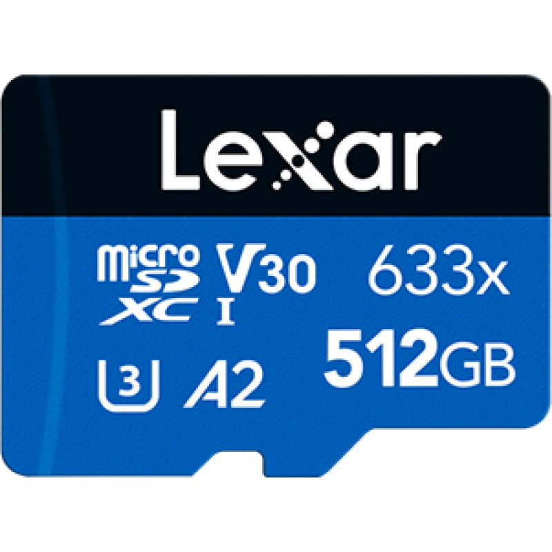 Lexar 512 GB microSDXC High Performance 633x UHS-I U3 V30 A2 Class 10 + SD-adapter (LSDMI512BB633A)