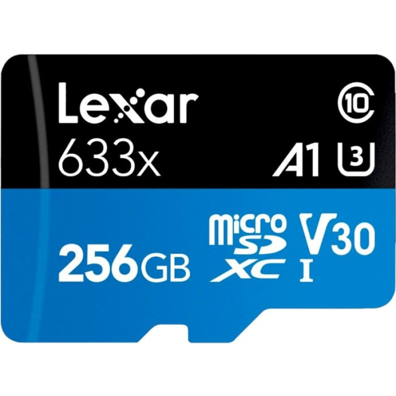 Карта памяти Lexar 256 GB microSDXC High Performance 633x UHS-I U3 V30 A1 Class 10 + SD-adapter (LSDMI256BB633A)