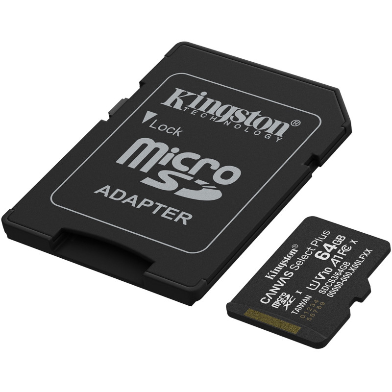 Карта пам'яті Kingston 64 GB microSDXC Canvas Select Plus Gen3 A1 + SD-Adapter SDCS3/64GB