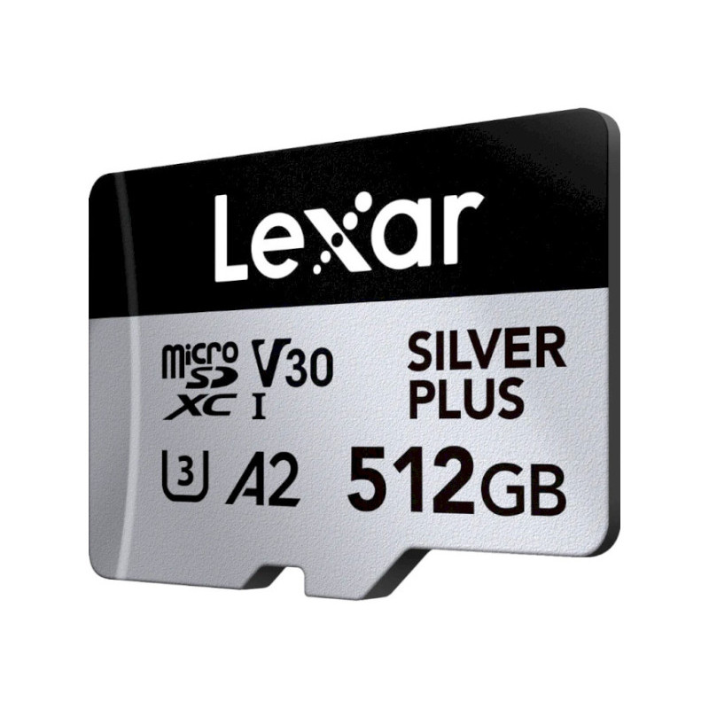 Карта памяти Lexar 512 GB microSDXC Professional Silver Plus UHS-I U3 V30 A2 Class 10 (LMSSIPL512G-BNANG)