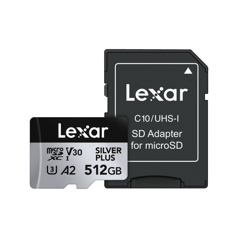 Карта памяти Lexar 512 GB microSDXC Professional Silver Plus UHS-I U3 V30 A2 Class 10 (LMSSIPL512G-BNANG)