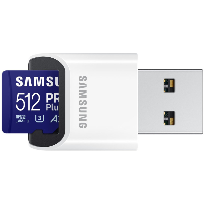 Карта памяти Samsung 512 GB microSDXC UHS-I U3 V30 A2 PRO Plus 2023 + Reader (MB-MD512SB)