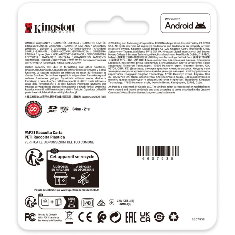 Kingston 512 GB microSDXC Canvas Go! Plus UHS-I U3 V30 A2 Class 10 + Adapter (SDCG4/512GB)