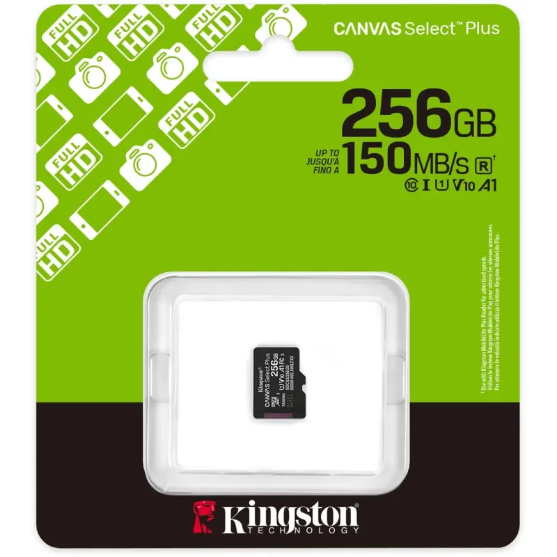 Карта памяти Kingston microSD 256GB C10 UHS-I A1 V10 R150MB/s (SDCS3/256GBSP)