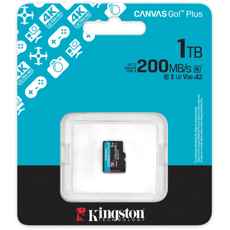 Карта памяти Kingston 1 TB microSDXC Canvas Go! Plus UHS-I U3 V30 A2 Class 10 (SDCG4/1TBSP)