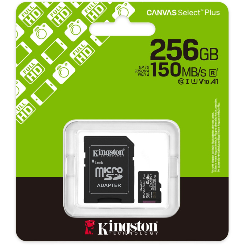 Карта памяти Kingston 256GB microSDXC Canvas Select Plus Gen3 (SDCS3/256GB)