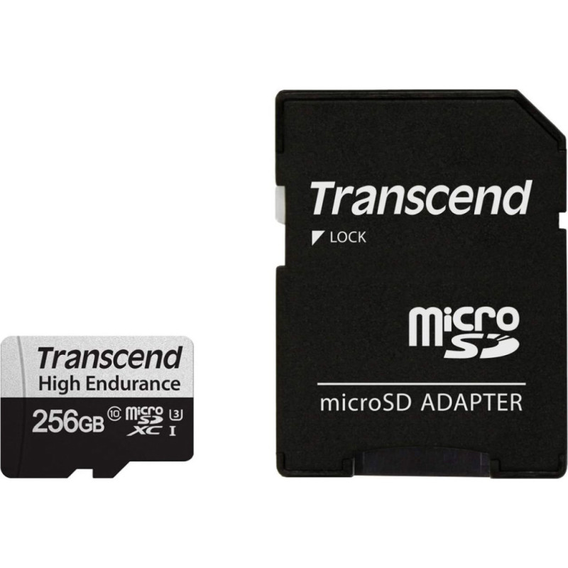 Карта пам'яті Transcend 256 GB microSDXC UHS-I (U3) High Endurance + SD Adapter (TS256GUSD350V)