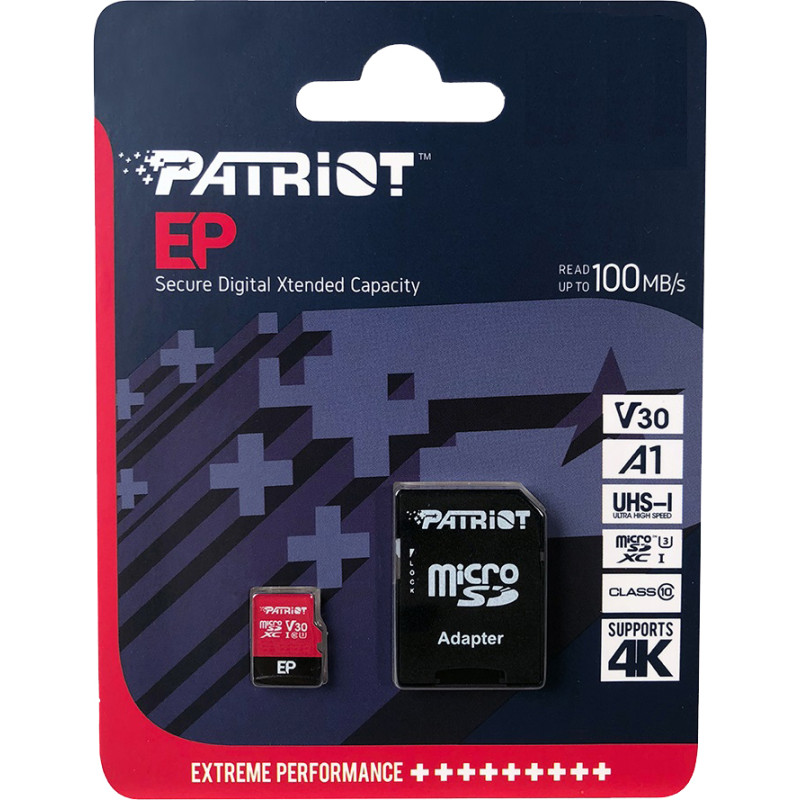 Карта пам'яті PATRIOT 1 TB MicroSDXC Class 10 UHS-I U3 + SD-adapter (PEF1TBEP31MCX)
