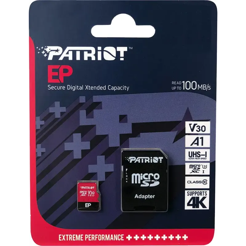 Карта памяти PATRIOT 1 TB MicroSDXC Class 10 UHS-I U3 + SD-adapter (PEF1TBEP31MCX)